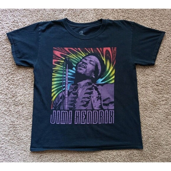 Jimi Hendrix Psychedelic T-Shirt Men's Large Black Short Sleeve - Picture 1 of 6